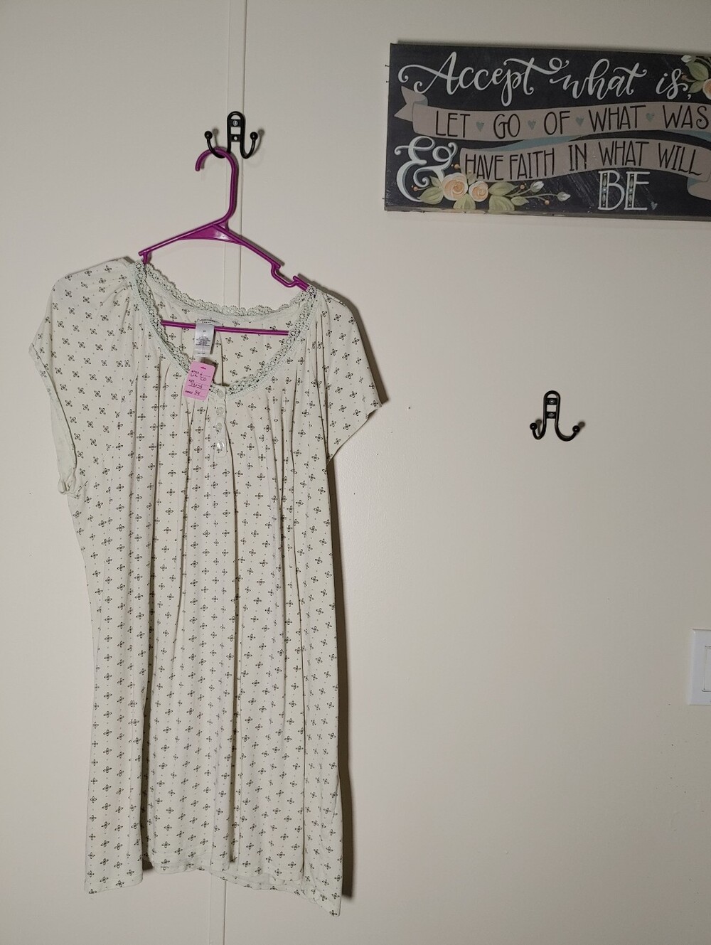 2X Liz & Co. Yellow Floral With Cream Lace Feminine Short Sleeve Nightgown